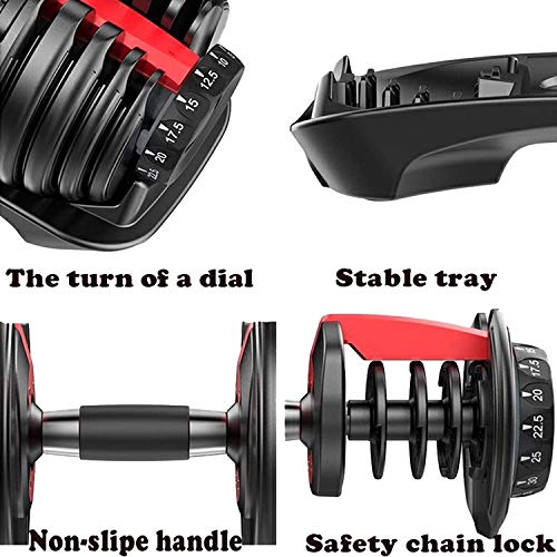 YPC Single Adjustable Dumbbell，Fast Adjust Weight Dumbbell Barbell 10lb-90lb Free Weight Dumbbell Suit for Training Equipment Exercise Strength Core Fitness