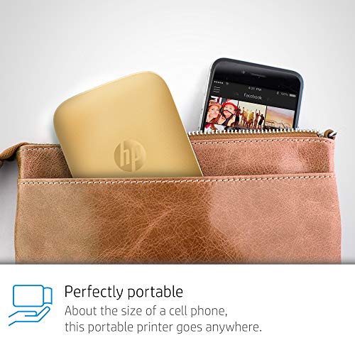 HP Sprocket Portable Photo Printer – Print Social Media Photos on 2x3 Sticky-Backed Paper – Gold (Z3Z94A)