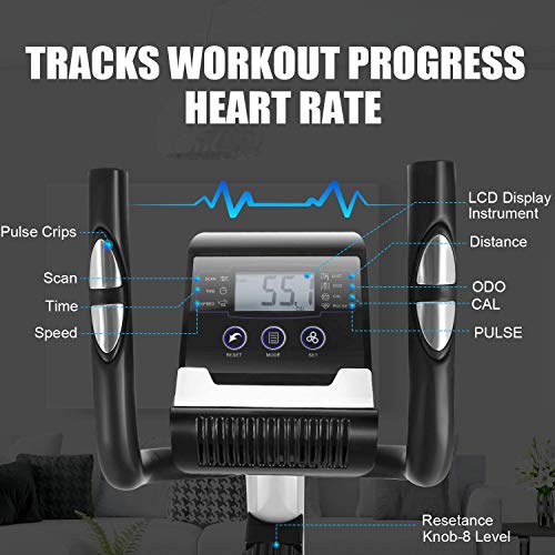 FUNMILY Elliptical Machine for Home Use, Cross Trainer with LCD Monitor & 8 Level Magnetic Resistance, LCD Monitor and Pulse Rate Grips, Heavy Duty Flywheel for Cardio Training Workout (Black)