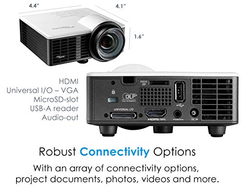 Optoma ML750ST Ultra-Compact 700 Lumen WXGA Short Throw LED Projector with MHL Enabled HDMI Port