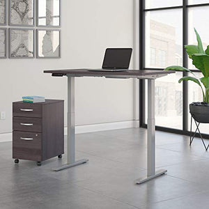 Move 60 Series by Bush Business Furniture 48W x 30D Height Adjustable Standing Desk with Storage in Storm Gray with Cool Gray Metallic Base