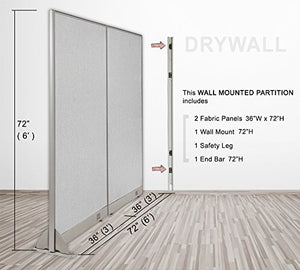 GOF Wall Mounted Office Partition, Large Fabric Room Divider Panel, 72" W x 72" H