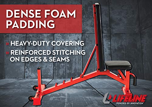 Lifeline Utility Weight Bench – Adjustable – 1,000lb Rated for Weightlifting and Strength Training