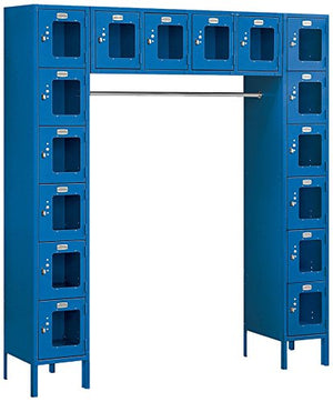 Salsbury Industries S-66016BL-U Six Tier Box Style Bridge 16 Box 18-Inch Deep Unassembled See Through Metal Locker, Blue