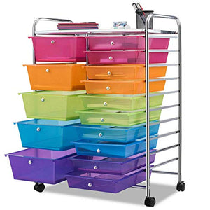 Walomes 15 Drawer Rolling Storage Cart Organizer - New!