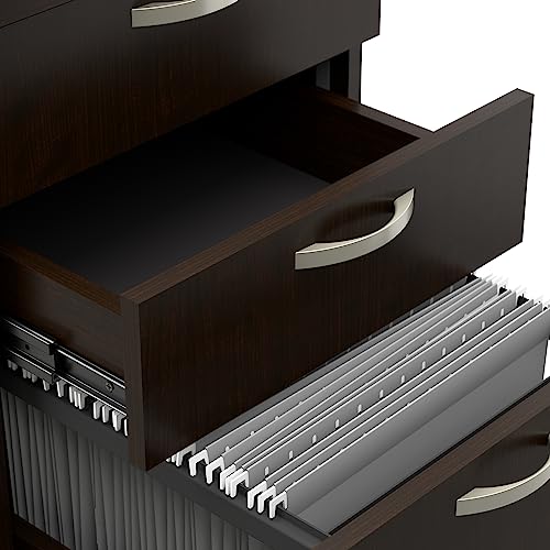 Bush Business Furniture Office in an Hour 3 Rolling File Cabinet | Mobile Under Desk Drawers - Mocha Cherry