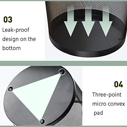 FMHCTN Trash can Waste Bin Round Mesh Wastebasket Recycling Bin Wrought Iron Hollow Trash Can Household Metal Without Cover Waste Basket for Office Bathroom Living Room Rubbish U