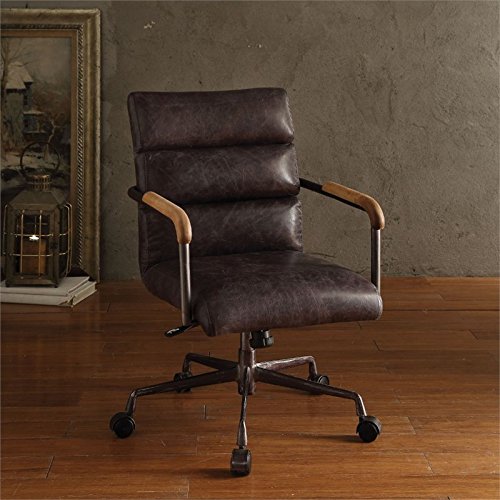 Acme Furniture 92415 Harith Top Grain Leather Office Chair in Antique Ebony