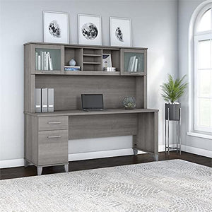 Bush Furniture UrbanPro 72W Office Desk with Drawers and Hutch in Gray - Engineered Wood