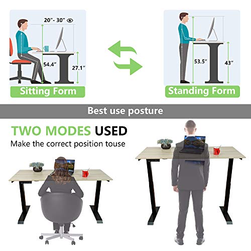 SMONTER Electric Standing Desk Frame Adjustable Height Sit to Stand Up Computer Desk for Home Office Base Workstations with Dual Motor and 4 Memory Preset Controller (Black Frame Only)