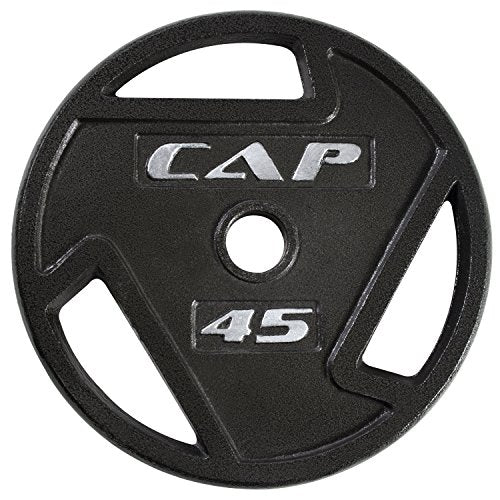 WF Athletic Supply 300 LB Cast Iron Olympic Weight Set with 7’ Olympic Bar for Muscle Toning, Strength Building, Weight Loss - Multiple Choices Available (c. Black Grip Plate Set)