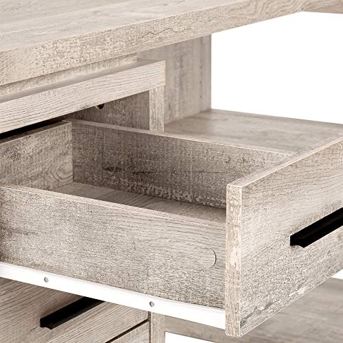 Monarch Specialties L-Shaped Corner Left or Right Facing Home & Office Computer Desk, 60"L, Taupe Reclaimed