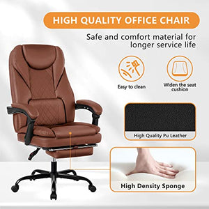 Guessky Executive Office Chair with Foot Rest - Big and Tall Reclining Leather Chair