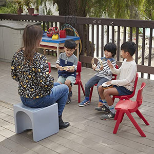 ECR4Kids 12 inch Plastic Stackable Classroom Chairs, Indoor/Outdoor Resin Stack Chairs for Kids, Assorted Colors Blue and Red (10-Pack)