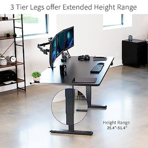 VIVO Electric Height Adjustable Stand Up Desk, 71x36 inch, Black, Dual Motor Frame, Touch Screen Controller, DESK-KIT-2B7B-36
