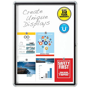 Quartet Enclosed Whiteboard / Dry Erase Board, for Outdoor Use, Magnetic, 30" x 39" or 9 Sheets, 1 Swing Door, Aluminum Frame (EEHM3930)