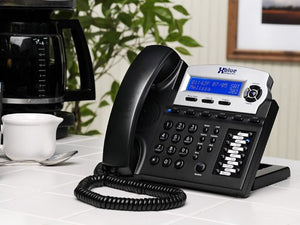 X16, Small Office Phone System with 4 Charcoal X16 Telephones - Auto Attendant, Voicemail, Caller ID, Paging & Intercom