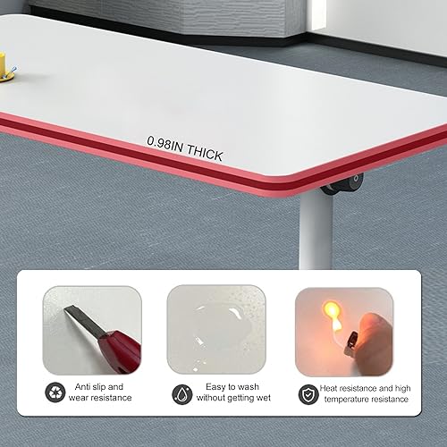 Ptosziav Modern White Office Folding Conference Table with Wheels 55"D x 23.6"W x 29.5"H - Set of 4