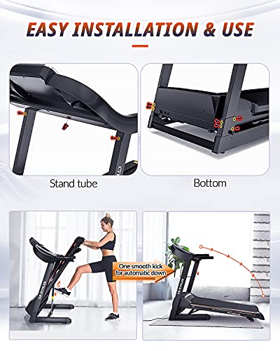 DR.GYMLEE Folding Treadmill for Home,with 15% Automatic Incline,300LBS Weight Capacity,Easy Assembly Electric Motorized Running Machine Use with LCD Screen/Heart Rate Monitor/Phone Cup Holder - 9028S