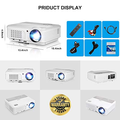 2020 Bluetooth Projector WiFi Android LCD LED Smart Video Projectors Home Theater 4400 Lumens Support HD 1080P Airplay HDMI USB RCA VGA AV for Smartphone DVD Game Consoles Laptop Outdoor Movie