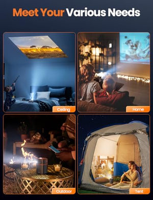 FATORK Mini Projector, 5G WiFi 6 Short Throw HD 1080P DLP Portable - Rechargeable Battery - Phone Laptop Compatible