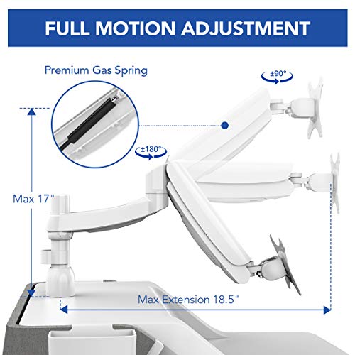 FlexiSpot Sit Stand Workstation M6S - 27 Inch Height Adjustable Stand Up Desk Riser (with Gas Spring Monitor Arm)