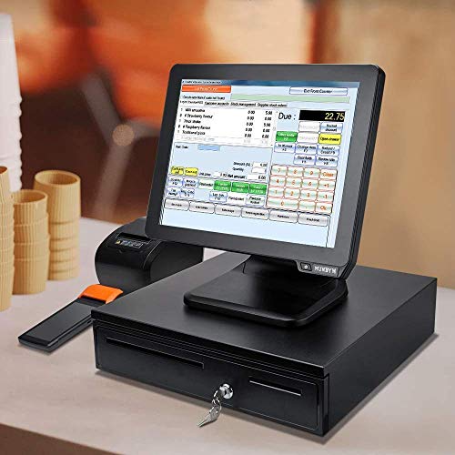 MUNBYN Receipt Printer, USB Ethernet LAN 80MM Thermal Printer, Black Supermarket POS Kitchen Printer with Auto Cutter Support ESC/POS Windows System, 16" Cash Drawer Register with Removable Coin Tray