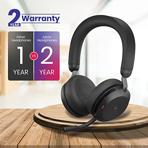 Global Teck Worldwide Jabra Evolve2 75 Wireless Headset Stereo MS with USB A Bluetooth Dongle, Zoom, Webex, Skype Compatible, 27599-999-999