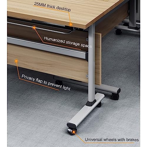 NaLoRa Foldable Conference Training Table Set of 3, Lockable Wheels, Metal C, 120x50x75CM, B 120x60