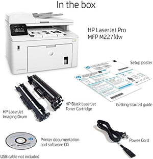 HP Laserjet Pro MFP M227fdwB All-in-One Wireless NFC Monochrome Laser Printer - Print Scan Copy Fax- 30 ppm, 1200x1200 dpi, 8.5x14, Auto Duplex Printing, 35-Sheet ADF, Ethernet