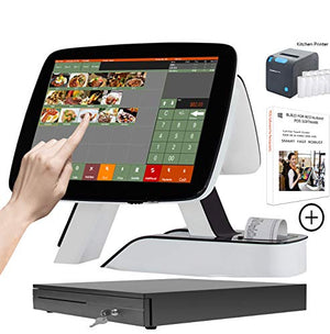 ZHONGJI All in One Touch POS System Cash Register with Built-in Printer Point of Sale Software for Restaurants & Bar SET03