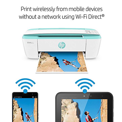 HP DeskJet 3755 Compact All-in-One Wireless Printer, HP Instant Ink, Works with Alexa - Seagrass Accent (J9V92A)