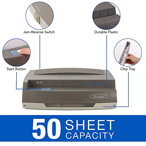 Swingline Electric 3 Hole Punch, Medium Duty Hole Puncher, 50 Sheet Punch Capacity, 350MD, Gray (9800350)