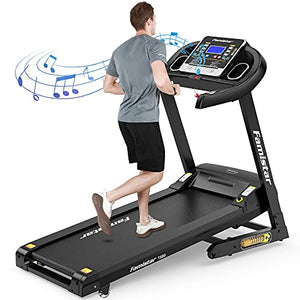 Famistar 3.5HP Folding Treadmill, 15% Auto Incline 300LBS Capacity Running Machine with Smart Shock-Absorbing System, 9.94 MPH, 12 Programs, Easy Assembly&Space Saving for Home Office Workout