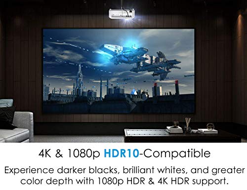 Optoma 3400 Lumens 1080p Home Theater Projector -White (HD27HDR) - (Renewed)