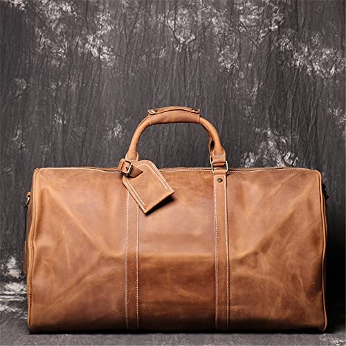 GYZCZX European and American Fashion Large Bags Large Capacity Men's Handbags Travel Bags Retro Luggage Satchels (Color : A, Size : 60 * 30 * 33cm)