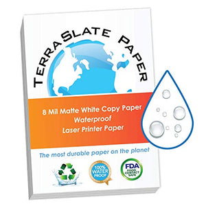 TerraSlate Copy Paper Waterproof Laser Printer, Rain Weatherproof, 8 Mil, 8.5x11-inch, 500 Sheets
