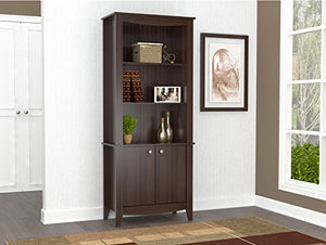 Inval BE-8004 Espresso Wengue Wood 4 Shelf Bookcase with Covered Storage