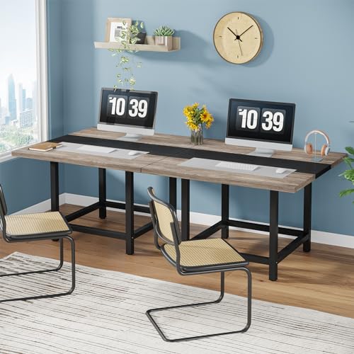 Tribesigns Rustic 13 Ft Long Conference Room Table, Wood Seminar Table - 4 Tables (Grey&Black)