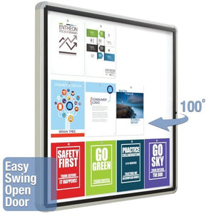 Quartet Enclosed Whiteboard/Dry Erase Board, Magnetic, 38" x 39", 12 Sheets, Outdoor, 1 Swing Door, Aluminum Frame (EEHM3938)