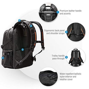 EVERKI Concept 2 Premium Business Professional 17.3-Inch Men Laptop Backpack, Ballistic Nylon and Leather, Travel Friendly (EKP133B)
