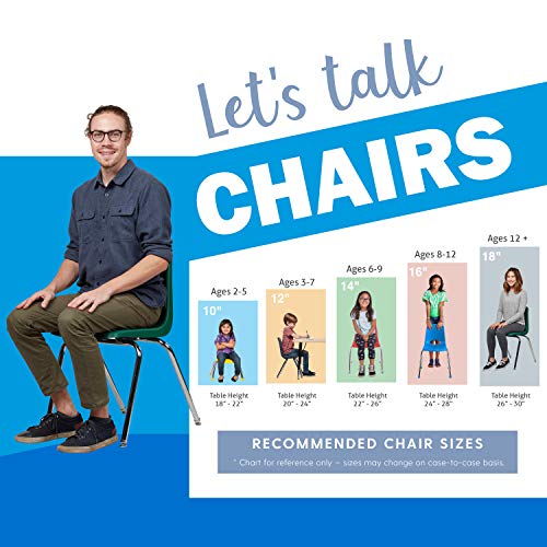FDP 18" School Stack Chair, Stacking Student Seat with Chromed Steel Legs and Nylon Swivel Glides; for in-Home Learning, Classroom or Office - Blue (5-Pack), 10371-BL