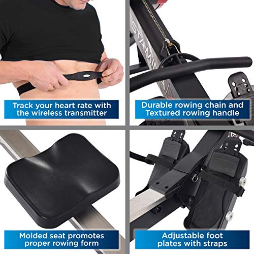 Stamina | X Stamina x Amrap Indoor Rowing Machine | Dynamic Air Resistance | Workout Monitor | Wireless Heart Rate Strap Included