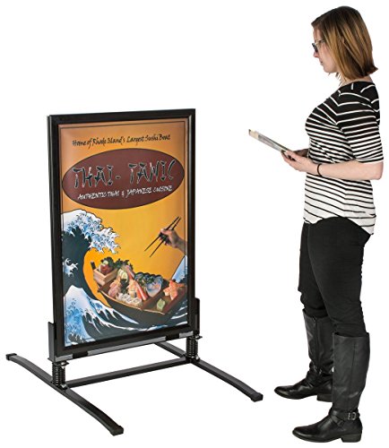 Displays2go 24 x 36 Inch Sidewalk Sign, Waterproof, Snap Frame, Spring Base, 2 Sided, Black (OWS2436B)