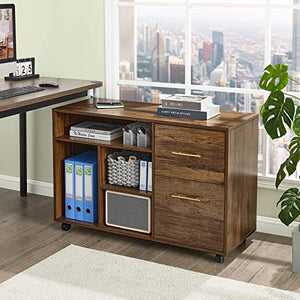 GreenForest Large L Shaped Computer Desk with 2 Removable Shelves with File Cabinet with Drawer Printer Stand with Open Storage Shelves