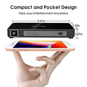 Mini Projector 4000 Lumens Android 9.0 System Portable Projector Support 1080P DLP Smart Video Projector Wireless Screen Share iPhone Laptop HDMI USB 8000mAh Battery 4+16G for Outdoor Gaming Movie