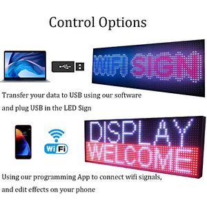 WiFi LED Sign, Programmable LED Signs P13 SMD 7 Color Scrolling Led Signs 39"x14" High Brightness Outdoor LED Advertising Display Board