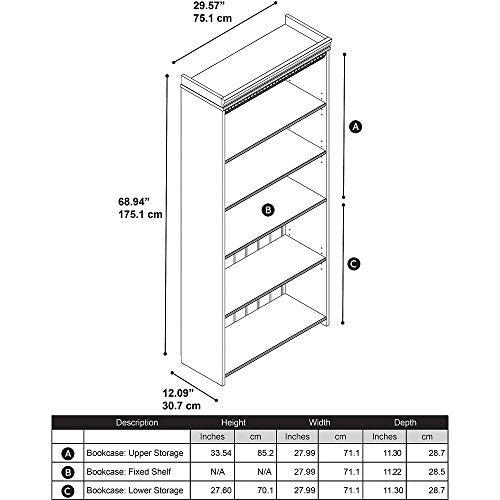 5 Shelf Wooden Library Bookcase, Adjustable Bookshelves, Open Storage Space, Durable And Versatile, Practical Furniture, Perfect For Living Room, Home Office, Bedroom, White Color + Expert Guide