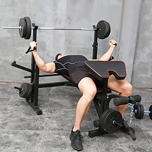 TIANTXS Multifunctional Olympic Weight Bench and Squat Rack Set, Adjustable Home Gym Strength Training Full Body Equipment, Ab Trainer Bench, Exercise Olympic Workout Station Machine