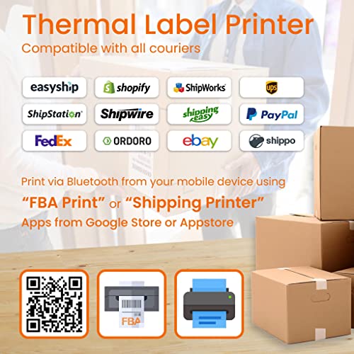 Bluetooth Ready Thermal Label Printer, Adjustable High Speed Direct USB Thermal Barcode, 4x6 Shipping Label Print Maker Writer Machine, Compatible with Ebay, Amazon, UPS, Shopify, FedEx, Etsy